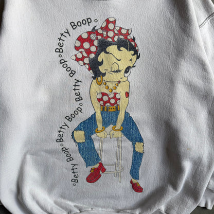Women’s Vintage Betty Boop Americana White/Red Graphic Crewneck