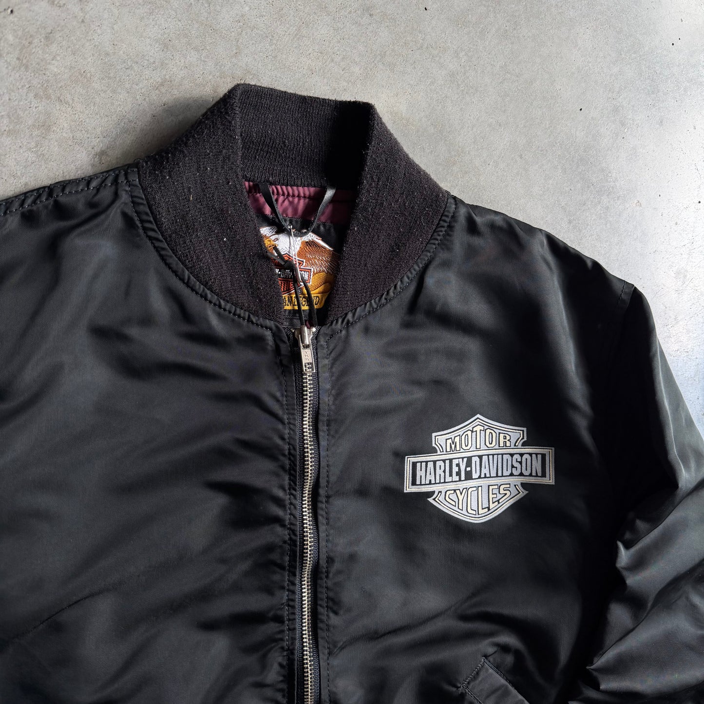 Vintage Harley Davidson Big Back Graphic Nylon Bomber