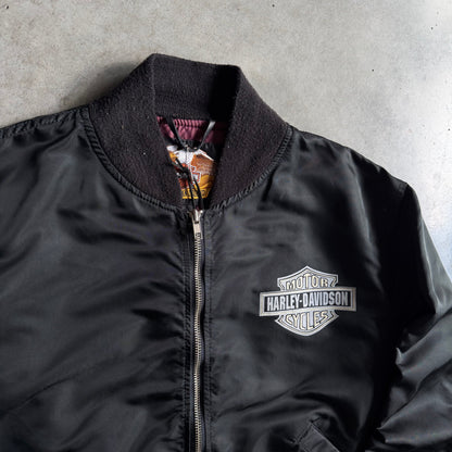 Vintage Harley Davidson Big Back Graphic Nylon Bomber