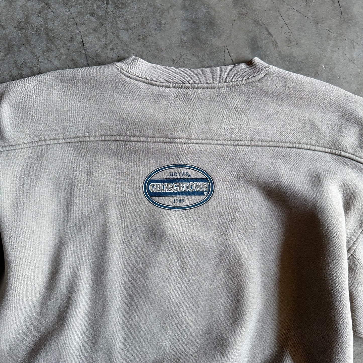 Y2K Georgetown University Plaid Logo Tan Sweatshirt