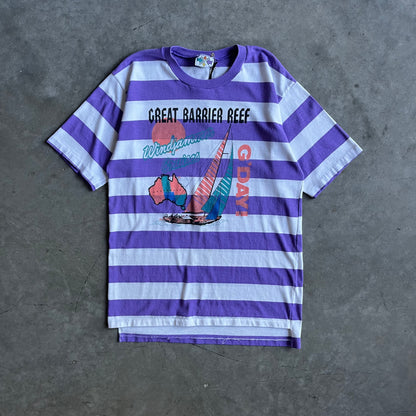 Vintage Striped Great Barrier Reef “G’Day!” Tee