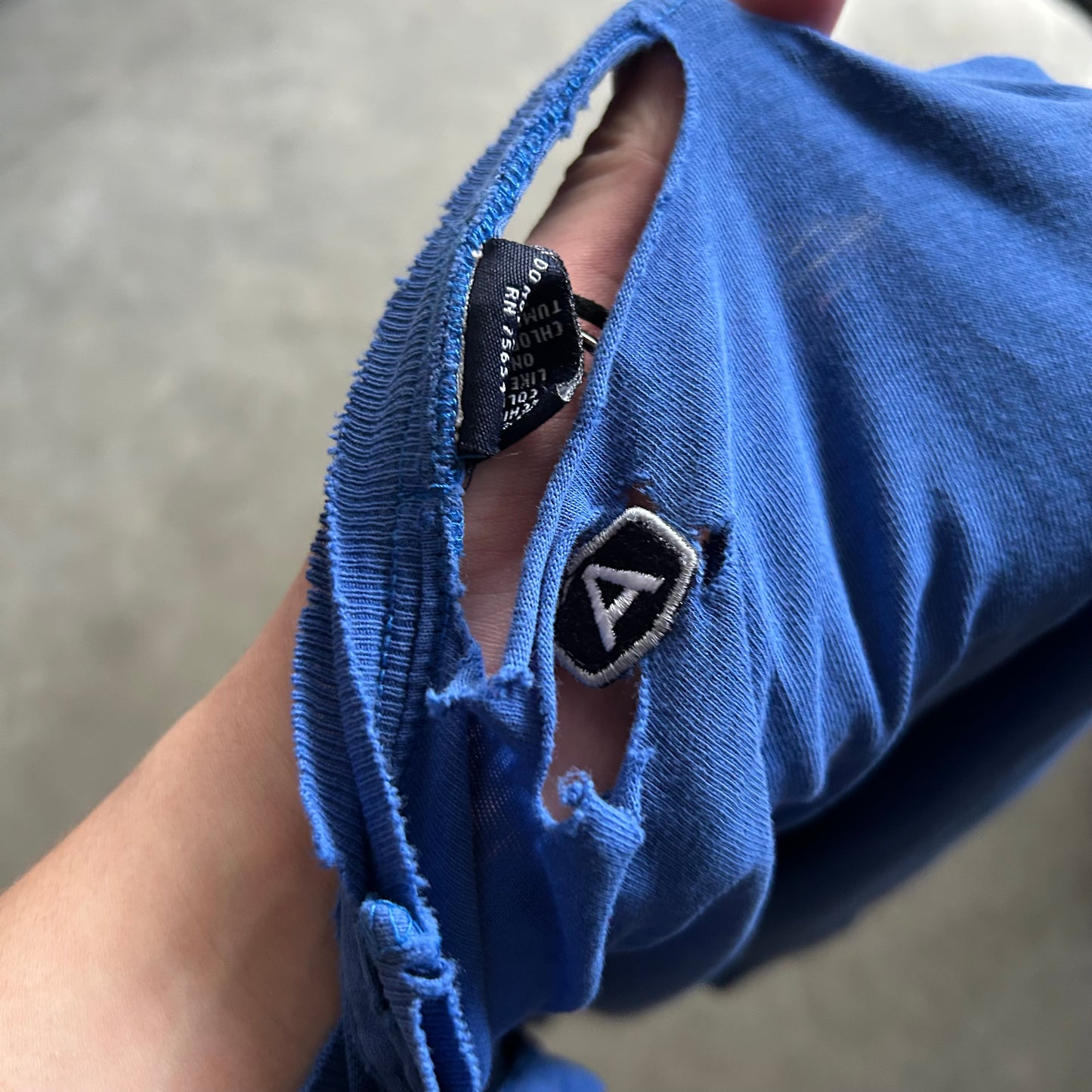 Y2K Distressed Abercrombie & Fitch Spell Out Blue LS Tee