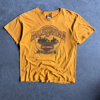 Y2K Zylstra Harley Davidson “Pick A Direction” Yellow Tee