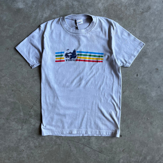 Kids Vintage 70s Wyoming Colorful Stripe Tee