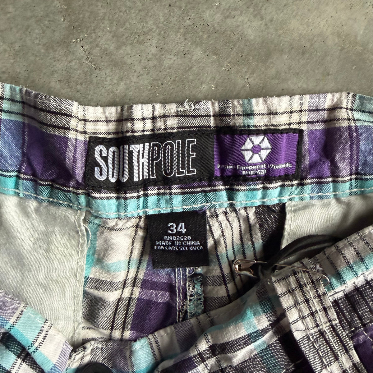 Y2K Southpole Purple/White/Black Plaid Jorts