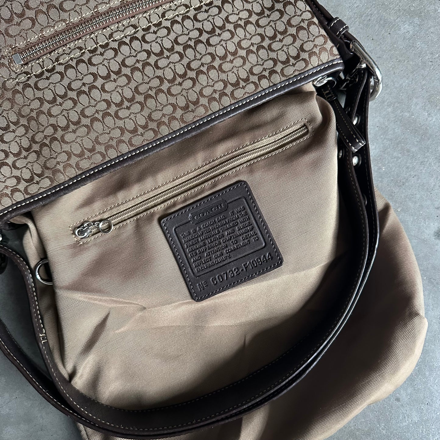 Y2K Coach Jacquard Suede Hobo Shoulder Bag Dark Brown