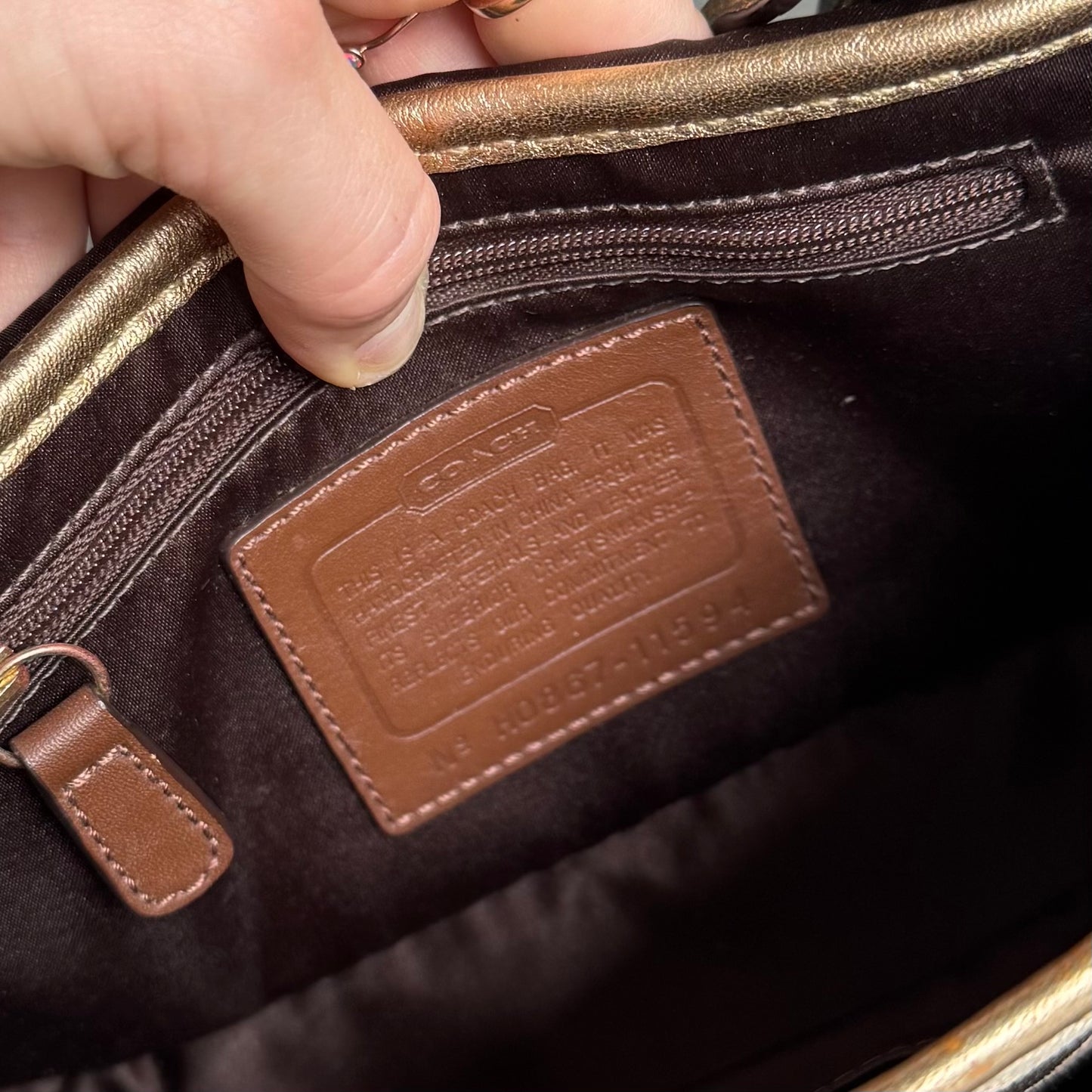 Y2K Coach Signature Mini Shoulder Bag Tan/Gold