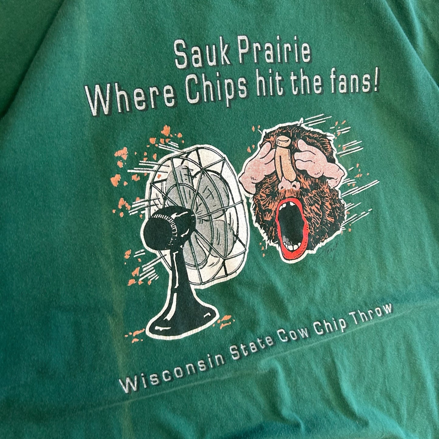 Vintage Wisconsin State Cow Chip Throw Tee