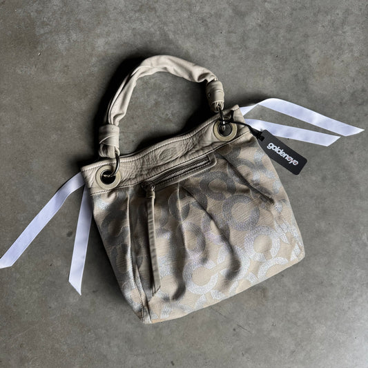 Y2K Coach Parker Silver Op Art Lured Canvas Shoulder Bag