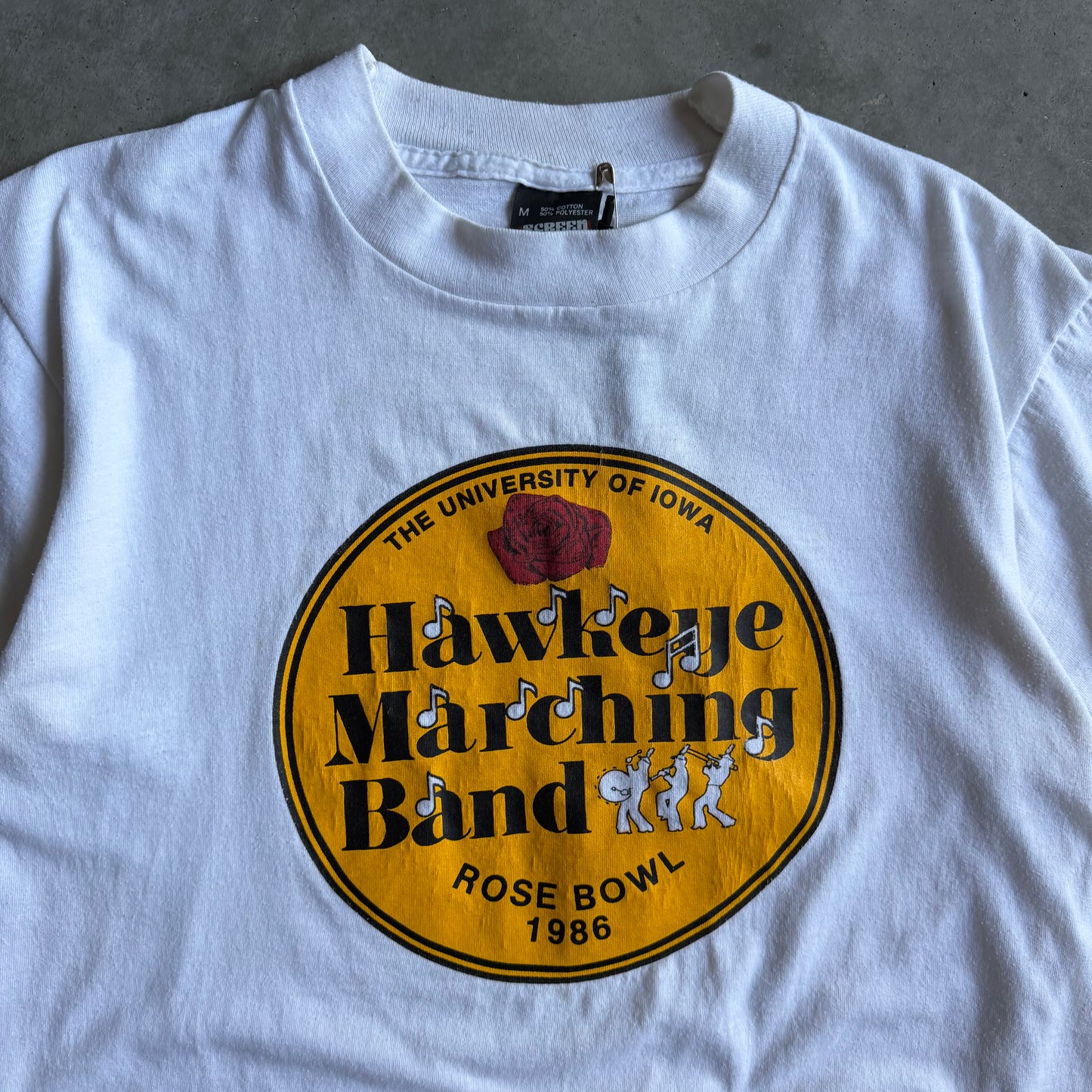 Vintage 1986 Iowa Hawkeyes Rose Bowl Marching Band Tee