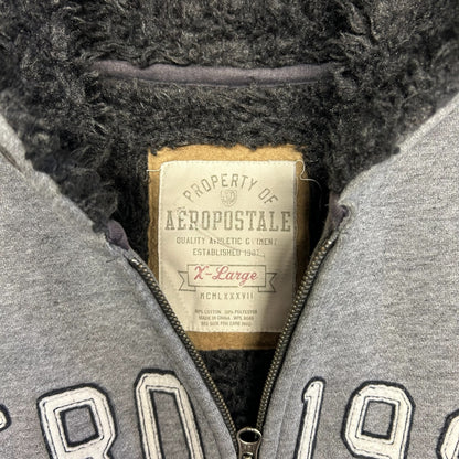 Y2K Aero 1987 Grey Fleece Lined Zip Up Hoodie
