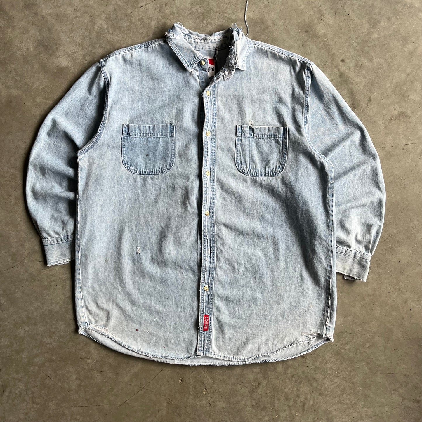 Vintage Marlboro Thrashed Denim Button Up Shirt