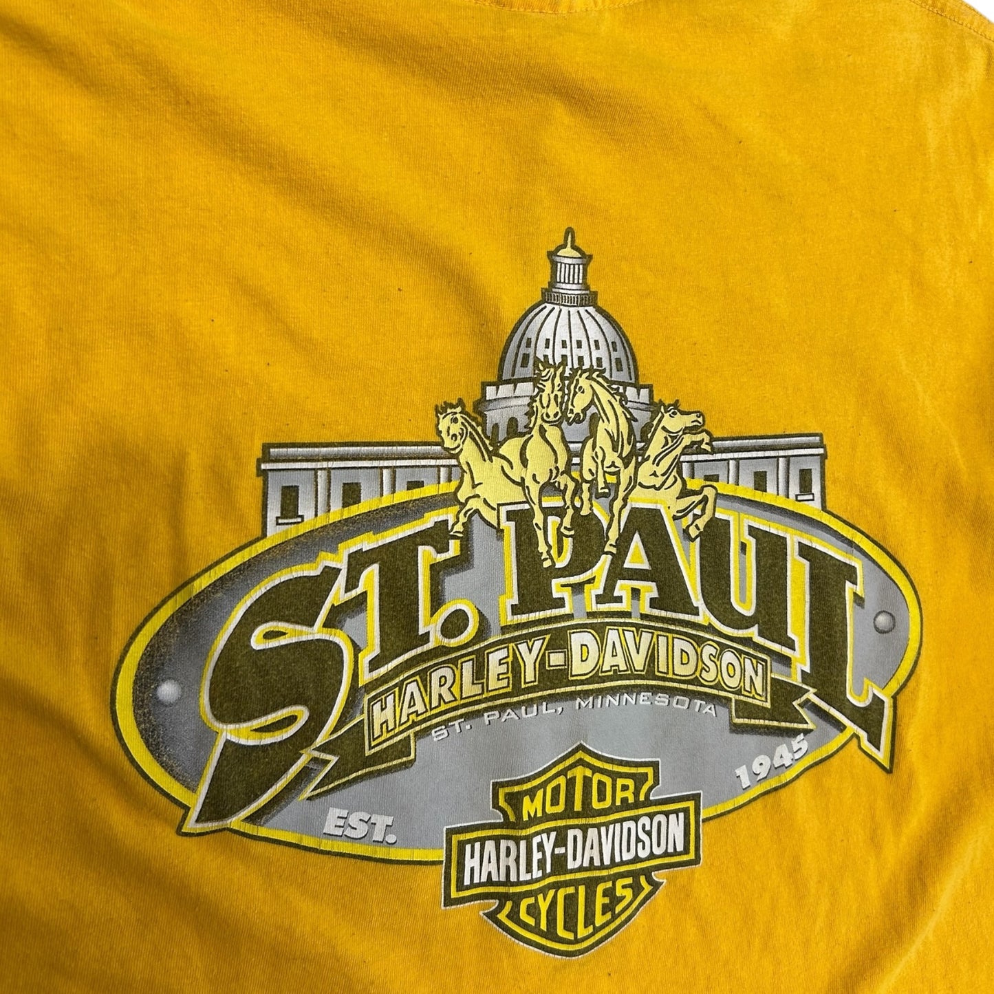 Y2K Yellow Harley Davidson St. Paul Tee