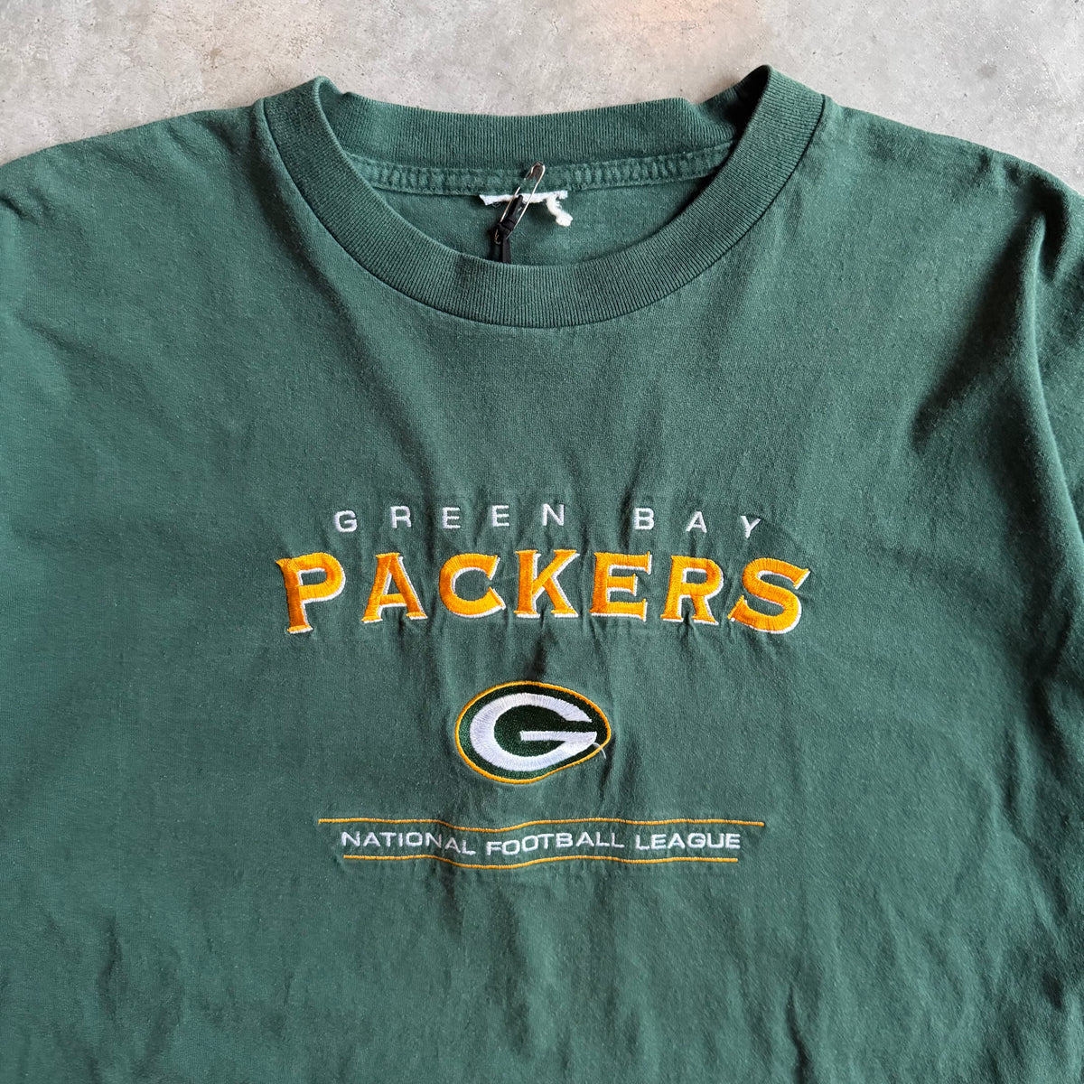 Vintage Green Bay Packers Embroidered Logo Green Tee