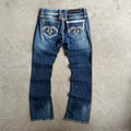 Women’s Y2K Rock Revival Alanis Boot Cut Flare Jeans Dark Wash