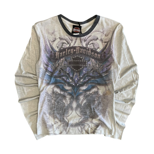 Women’s Harley Davidson Purple/Grey Grunge Long Sleeve
