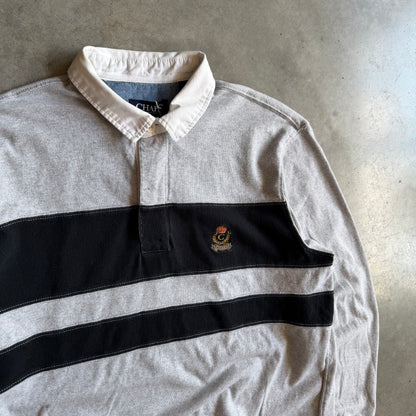Vintage Chaps 2 Stripe Gray Rugby Shirt