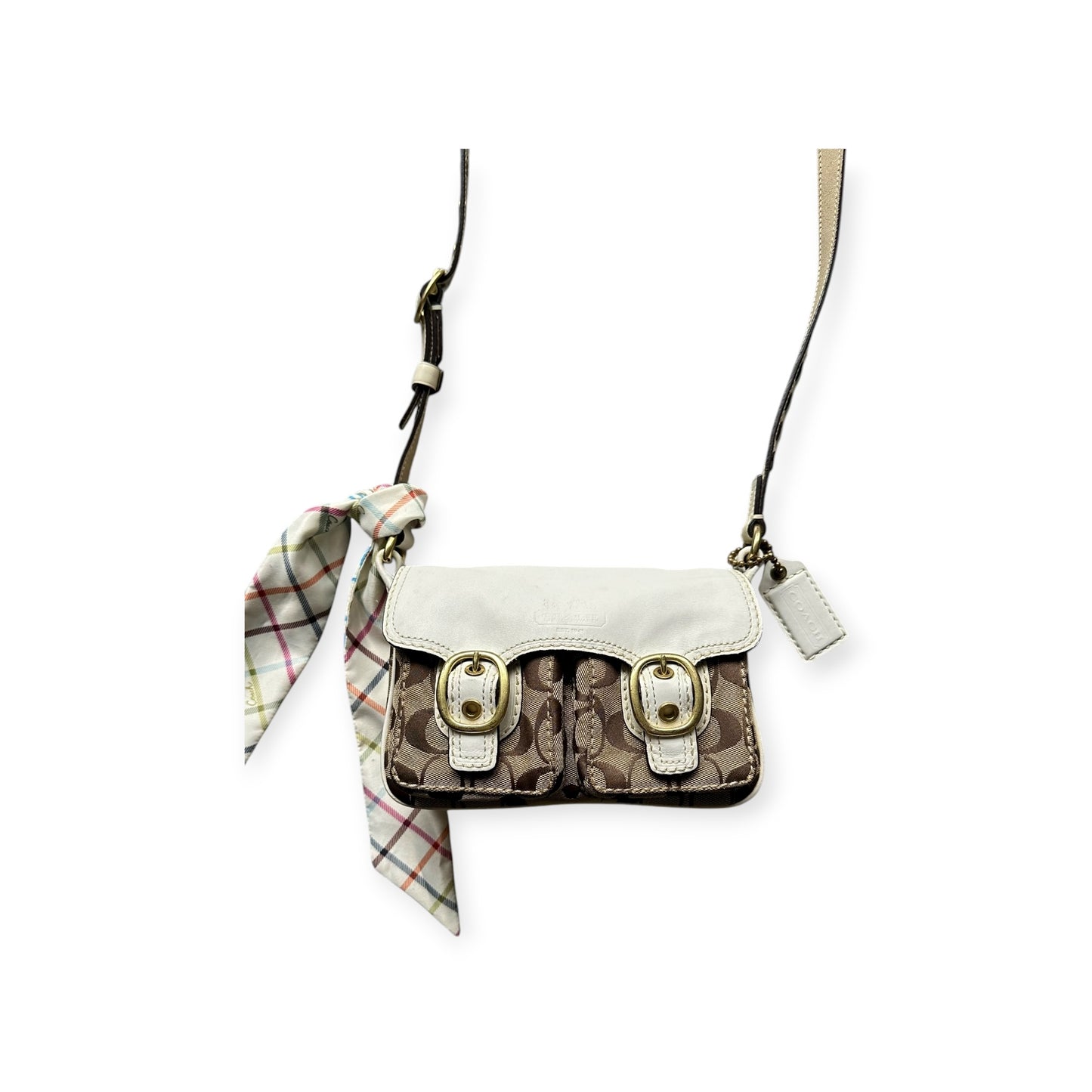 Coach Y2K Signature Mini Shoulder Bag Tan/White