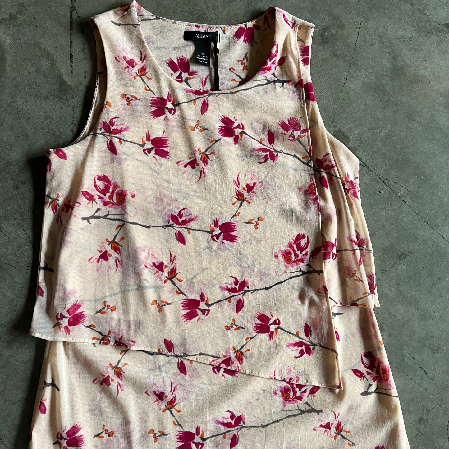 Women’s Y2K Alfani Boho Asymmetric Pink Floral Tank