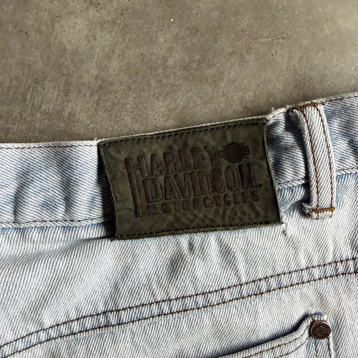 Y2K Harley Davidson Light Wash Baggy Jorts
