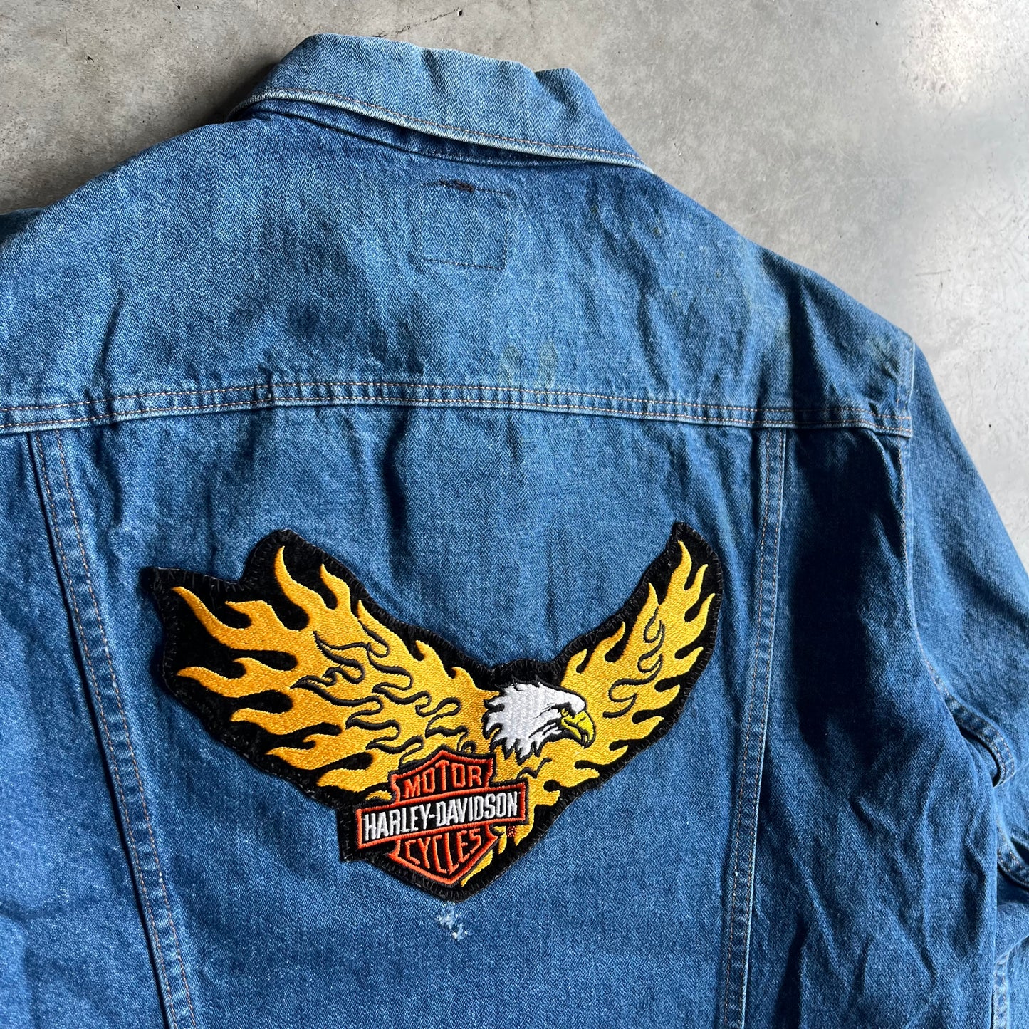 Vintage Big Harley Davidson Patch Denim Jacket