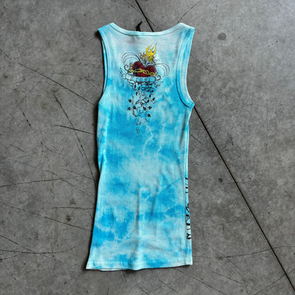 Y2K Vocal Blue Tattoo Rhinestone Grunge Tank