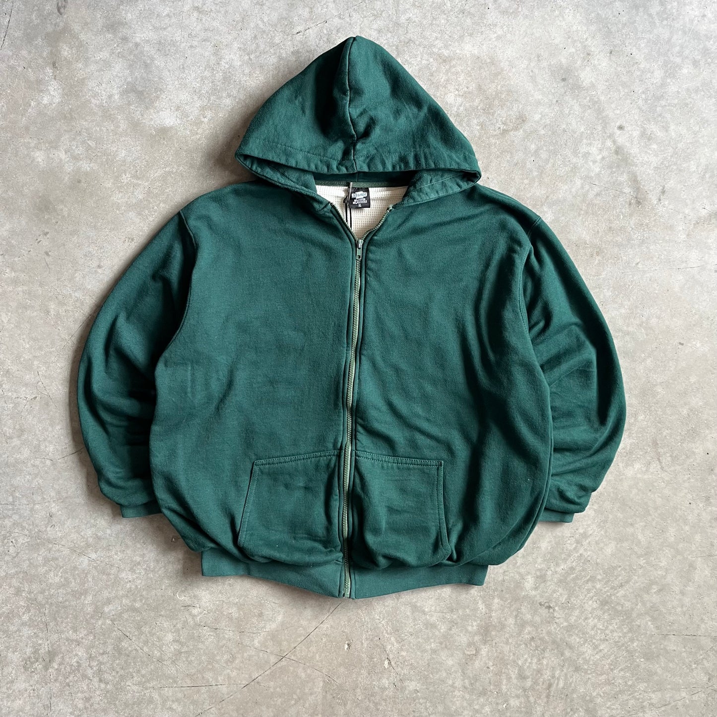 Y2K Kelly Green Thermal Lined Zip Up Sweatshirt