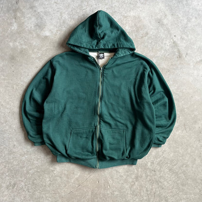 Y2K Kelly Green Thermal Lined Zip Up Sweatshirt