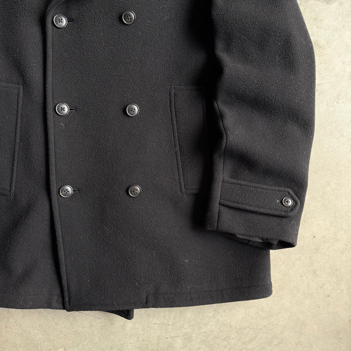 Polo Ralph Lauren Wool Double Breasted Black Pea Coat