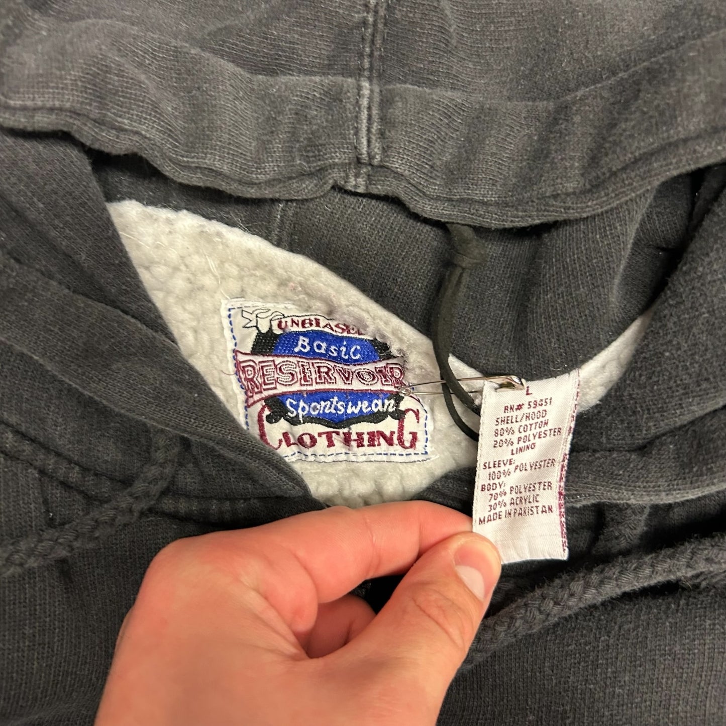 Vintage Reservoir Sherpa Lined Black Zip Up Hoodie