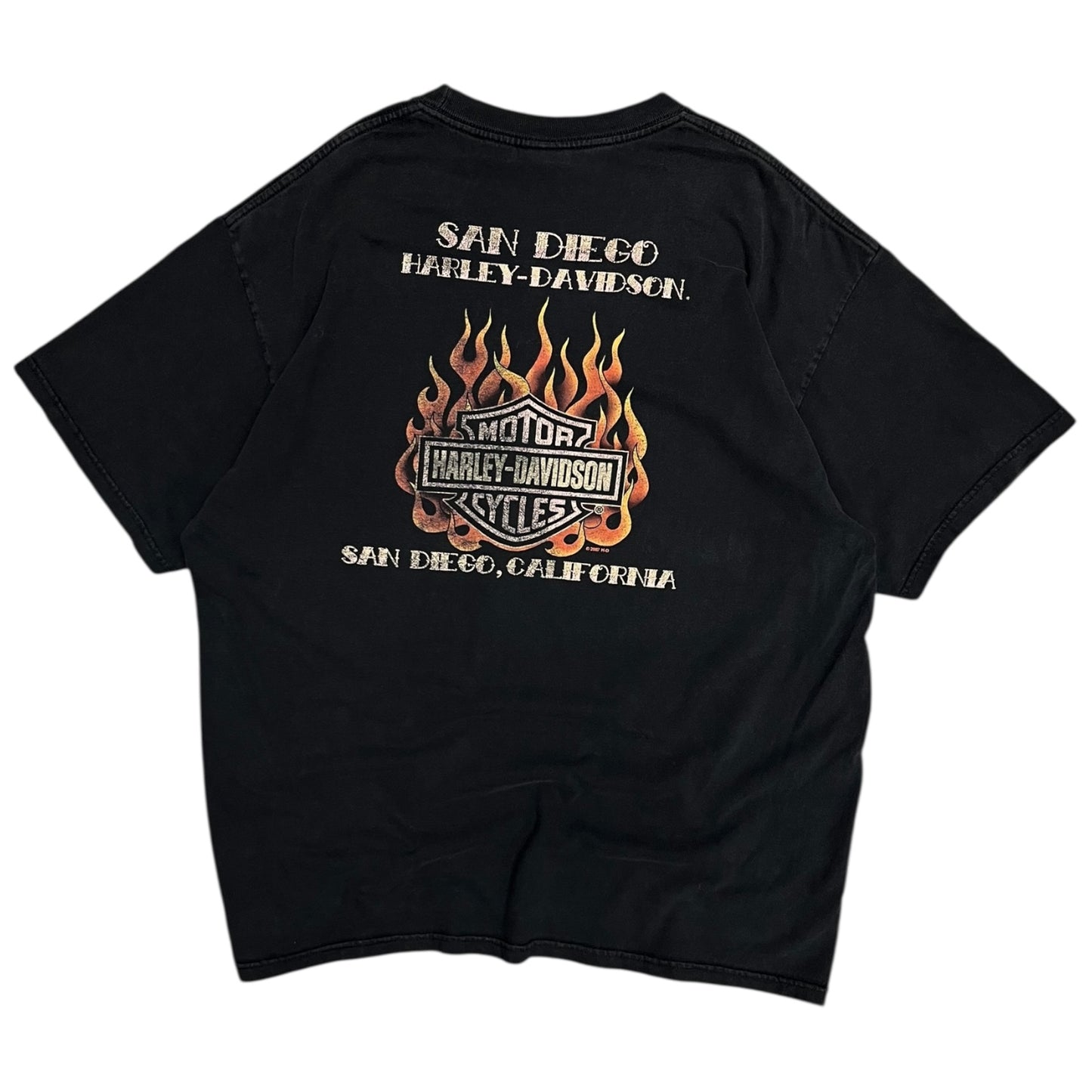 Y2K Harley Davidson Flaming Back Logo Tee