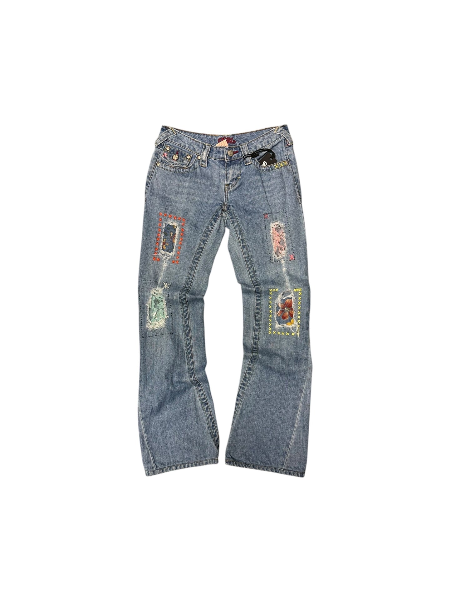 Women’s Y2K Jessica Simpson Low Rise Jeans With Pastel Lace And Sequin Details