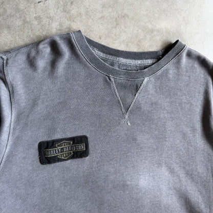 Vintage Harley Davidson Big Eagle Patch Gray Longsleeve
