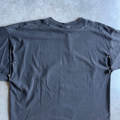 Vintage Thrashed Safety Pin Repair Wes Benscoter Skeleton Art Tee