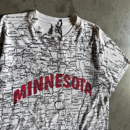 Y2K Minnesota Spell-Out & Map AOP Tee