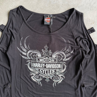Women’s Harley Davidson Black Bling Off The Shoulder Long Sleeve