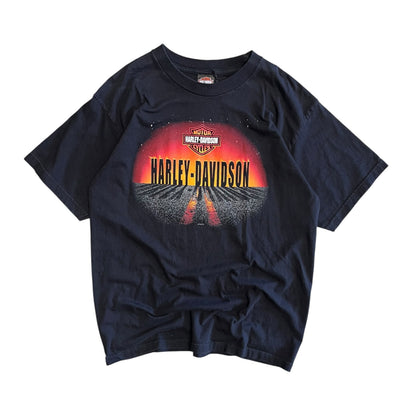 Y2K Harley Davidson Solar Flare Spell Out Tee