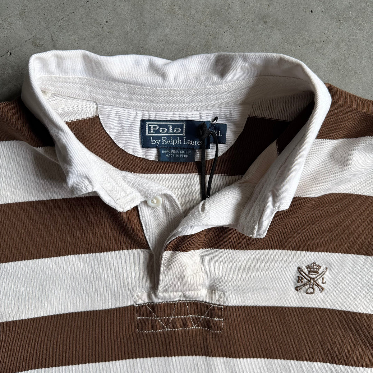 Polo Ralph Lauren Brown Striped Guns & Crowns Crest Rugby Shirt