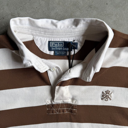 Polo Ralph Lauren Brown Striped Guns & Crowns Crest Rugby Shirt