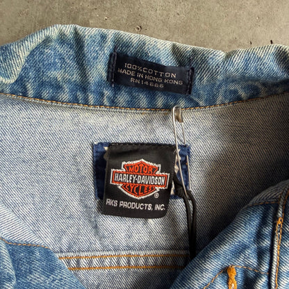Vintage Lee Harley Davidson Dealer Systems Embroidered Denim Jacket