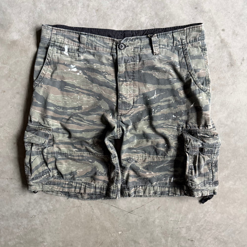 Military Surplus Distressed Camo Utility Cargo Shorts