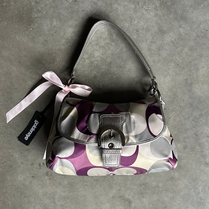 Y2K Coach Soho Buckle Flap Bag Signature C Print RARE Colorway Purple/Silver White