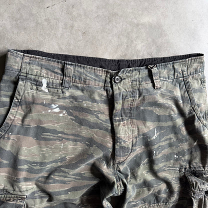 Military Surplus Distressed Camo Utility Cargo Shorts