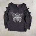 Women’s Harley Davidson Black Bling Off The Shoulder Long Sleeve
