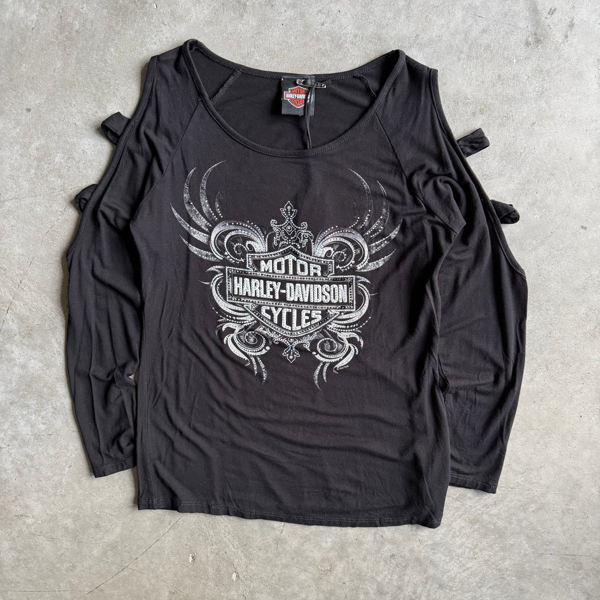 Women’s Harley Davidson Black Bling Off The Shoulder Long Sleeve