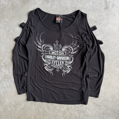 Women’s Harley Davidson Black Bling Off The Shoulder Long Sleeve