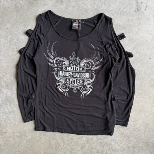 Women’s Harley Davidson Black Bling Off The Shoulder Long Sleeve