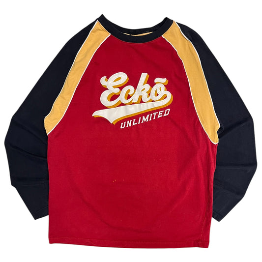 Y2K Ecko Unlimited Red/Gold/Navy Raglan Cut Longsleeve