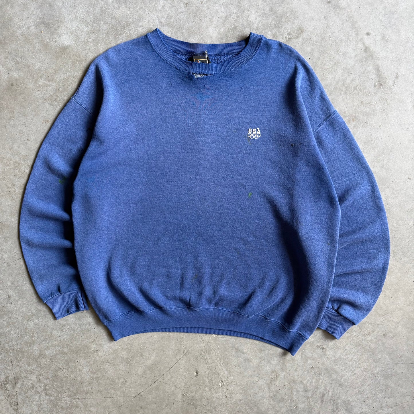 Vintage USA Olympic Distressed Faded Navy Blue Crewneck