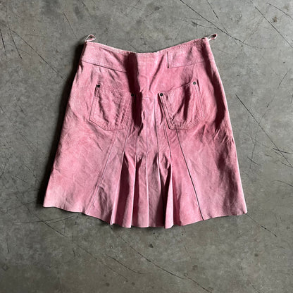 Women’s Y2K Boho Pink Suede Leather Skirt